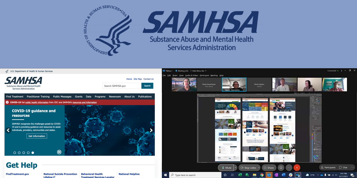 SAMHSA logo above screenshare images.