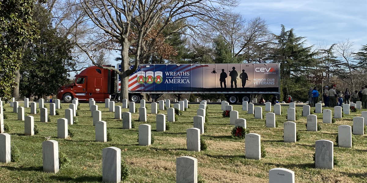 Wreaths Across American truck at Arlington National Cemetery