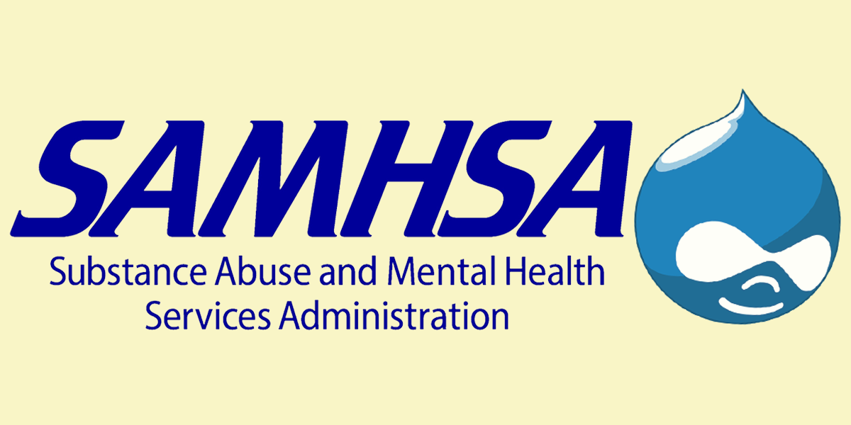 Substance Abuse and Mental Health Services Administration logo next to the Druplicon logo